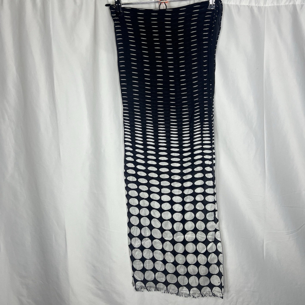Talbots Women’s Black & White Scarf Wrap Polka Dots Classic Boho Lightweight